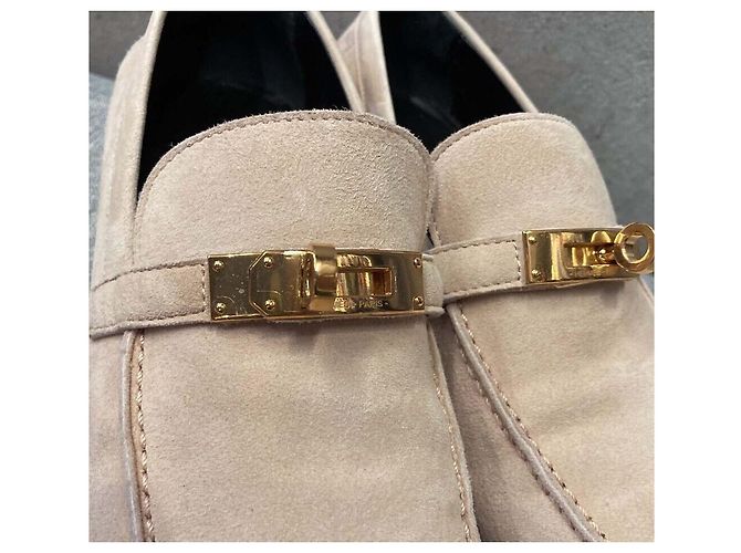 Kelly Hermès Mocassino Destin in scamosciato con accenti rosa e oro - vista 5