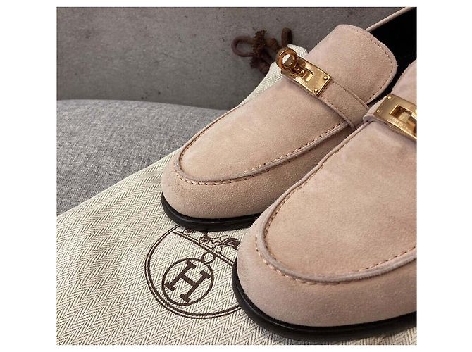 Kelly Hermès Mocassino Destin in scamosciato con accenti rosa e oro - vista 7