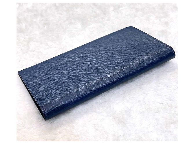 Hermès Citizen Twill Silk Long Wallet Navy Stamp Blue - view 2
