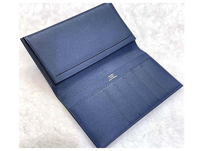 Hermès Citizen Twill Silk Long Wallet Navy Stamp Blue - view 5