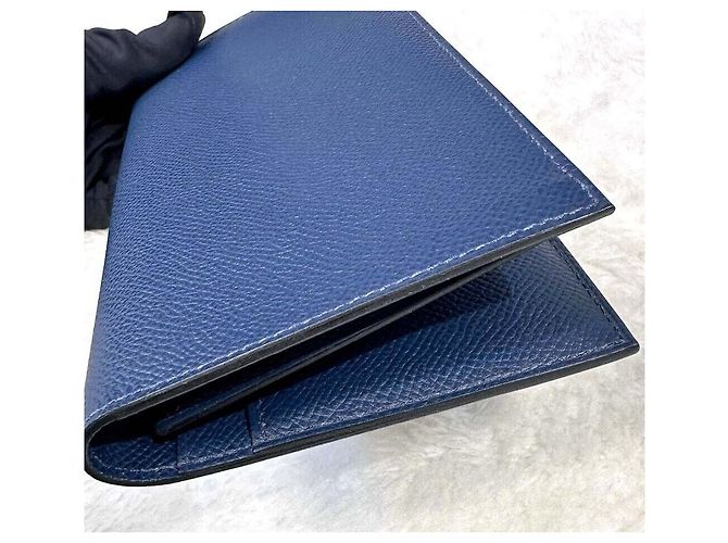 Hermès Citizen Twill Silk Long Wallet Navy Stamp Blue - view 6