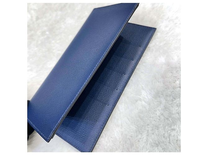 Hermès Citizen Twill Silk Long Wallet Navy Stamp Blue - view 7