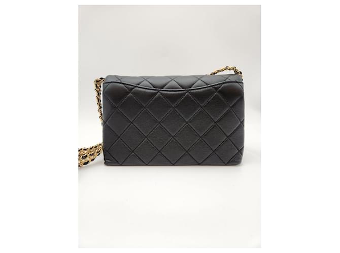 Chanel Borsa con patta e catena Nero - vista 2
