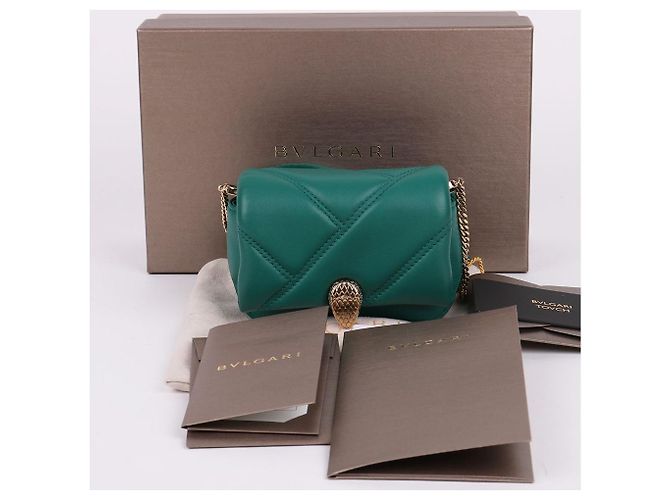Bulgari Borsa a tracolla Nano Serpenti in tonalità oro Verde - vista 12