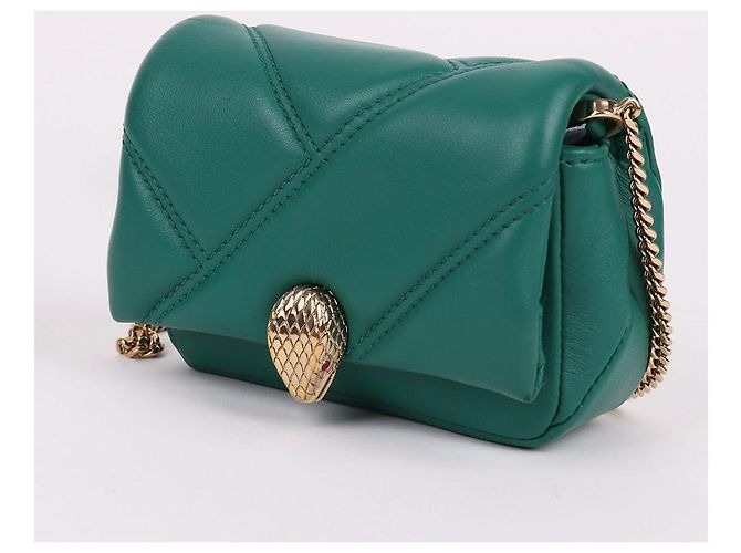 Bulgari Borsa a tracolla Nano Serpenti in tonalità oro Verde - vista 3
