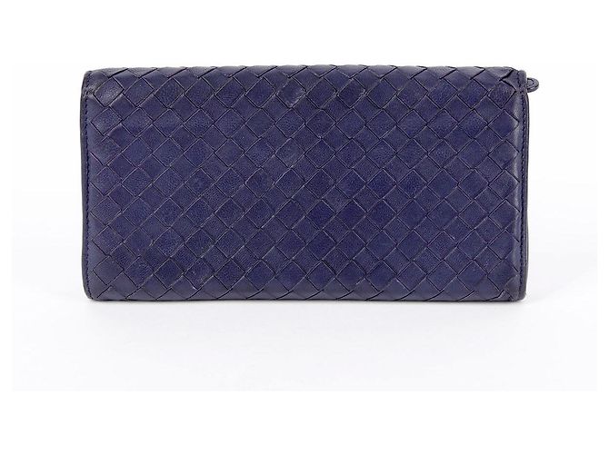 Bottega Veneta Langer Intrecciato-Ledergeldbörse in Navy Blau - Ansicht 4
