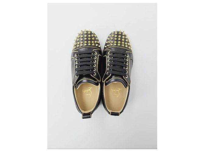 Christian Louboutin Sneakers Black Gold Rush Spike Nero - vista 6