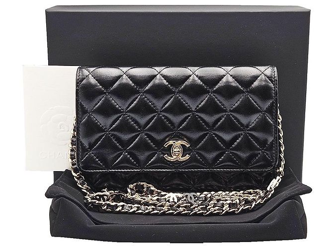 Chanel Black Lambskin WOC Small Crossbody Nero - vista 3