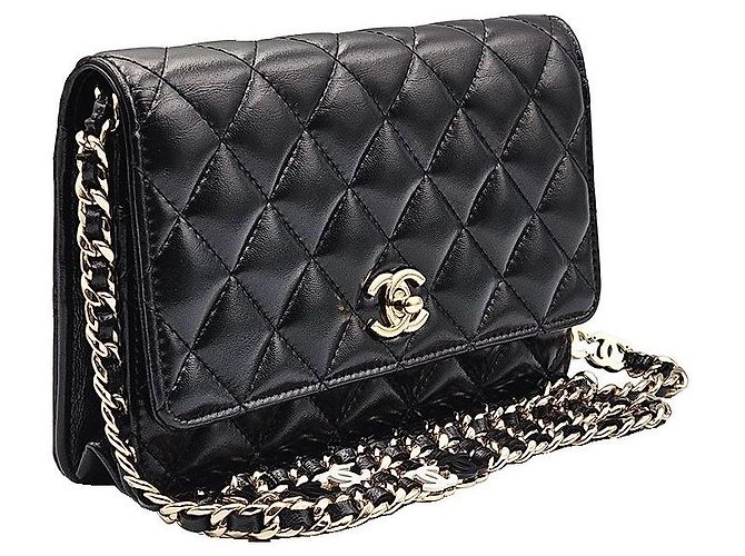 Chanel Black Lambskin WOC Small Crossbody Nero - vista 4