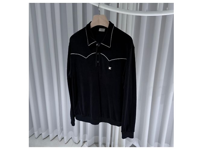 Céline Triope Polo-Shirt mit Samtkragen XL Mehrfarben - Ansicht 2