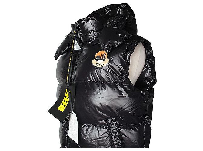 Moncler Genius Schwarze Steppweste mit Kapuze - Ansicht 5