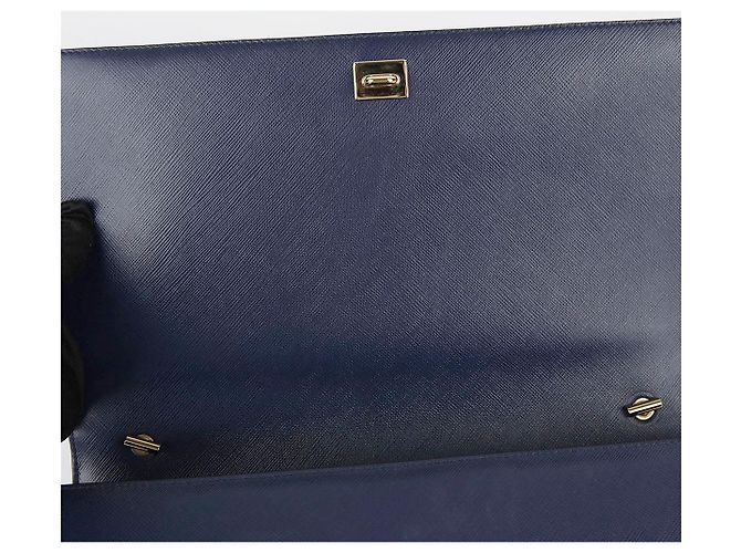 Salvatore Ferragamo Bolso de hombro y bandolera Genie Barra en piel Saffiano azul marino - vista 12