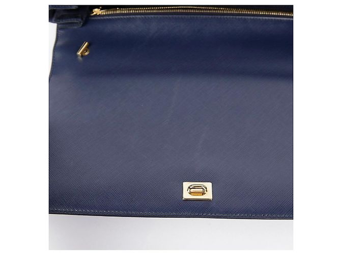 Salvatore Ferragamo Bolso de hombro y bandolera Genie Barra en piel Saffiano azul marino - vista 13
