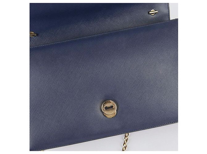 Salvatore Ferragamo Bolso de hombro y bandolera Genie Barra en piel Saffiano azul marino - vista 14