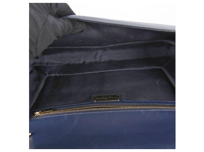 Salvatore Ferragamo Bolso de hombro y bandolera Genie Barra en piel Saffiano azul marino - vista 15