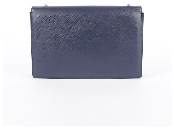 Salvatore Ferragamo Bolso de hombro y bandolera Genie Barra en piel Saffiano azul marino - vista 4