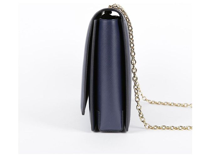 Salvatore Ferragamo Bolso de hombro y bandolera Genie Barra en piel Saffiano azul marino - vista 6