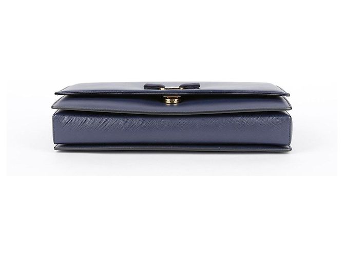 Salvatore Ferragamo Bolso de hombro y bandolera Genie Barra en piel Saffiano azul marino - vista 8