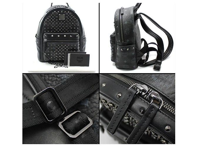MCM Mini zaino Stark Stud in Visetos nero - vista 6