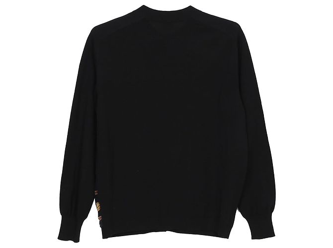 Hermès Strickjacke aus schwarzer Wolle und mehrfarbiger Seide mit Rundhalsausschnitt - Ansicht 2