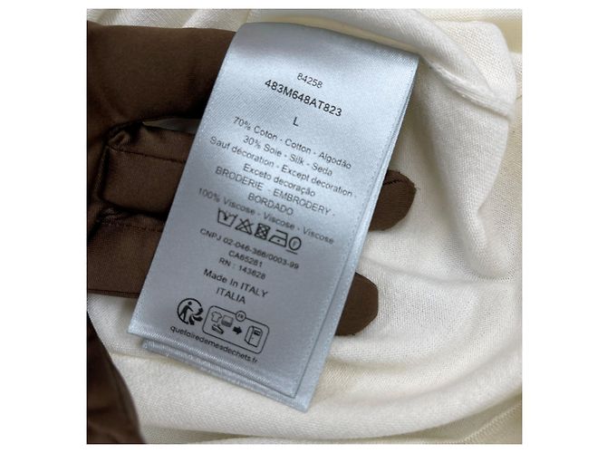 Dior Camiseta de jersey de algodão e seda ecru Branco - vista 9