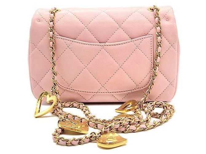 Chanel Mini borsa flap con charm a cuore in agnello Rosso - vista 3
