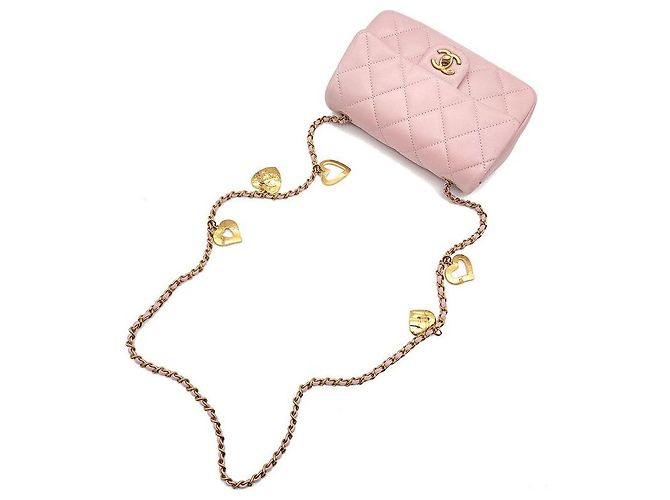 Chanel Mini borsa flap con charm a cuore in agnello Rosso - vista 4