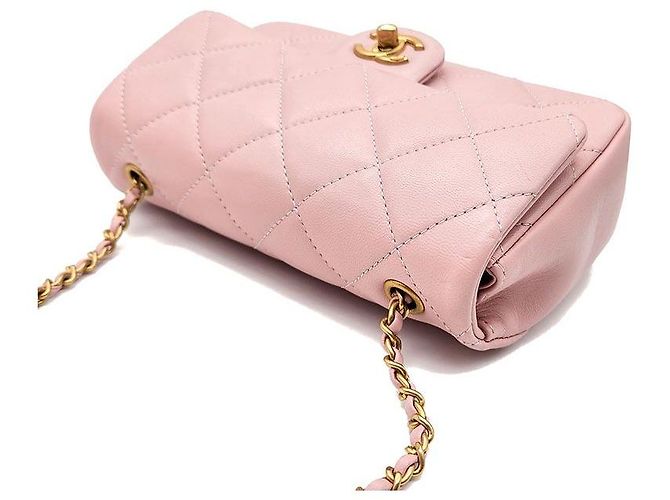 Chanel Mini borsa flap con charm a cuore in agnello Rosso - vista 6