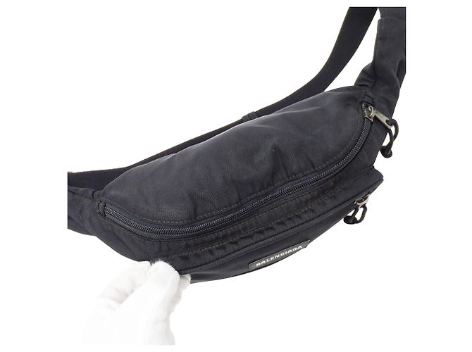 Borsa a mano in nylon nero Balenciaga - vista 10