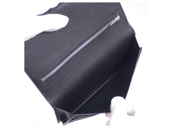 Hermès Hermes Bearn Soufflé Bi-fold Wallet Schwarz - Ansicht 8