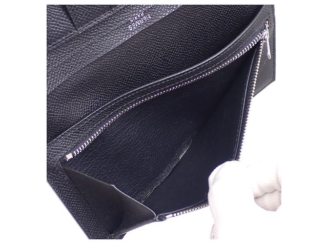Hermès Hermes Bearn Soufflé Bi-fold Wallet Schwarz - Ansicht 9