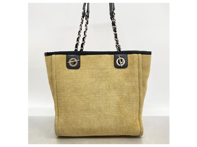 Chanel Deauville Canvas Chain Tote Bag Beige - Ansicht 11