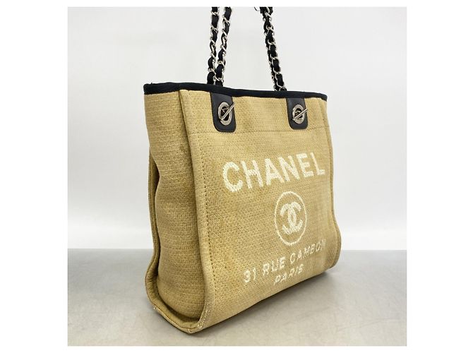 Chanel Deauville Canvas Chain Tote Bag Beige - Ansicht 2