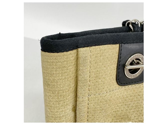 Chanel Deauville Canvas Chain Tote Bag Beige - Ansicht 9