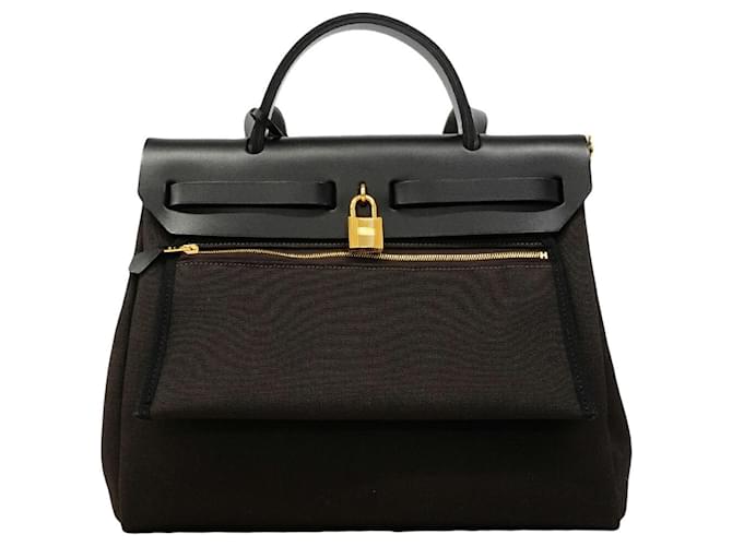 Hermès Borsa Hermes Herbag Zip PM Marrone Nero - vista 8