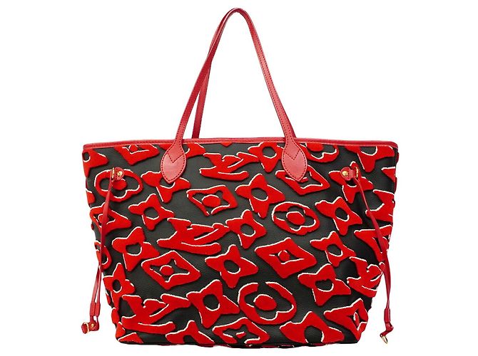 Neverfull Louis Vuitton Monogram Tuftage Tote Bag Schwarz Rot - Ansicht 10