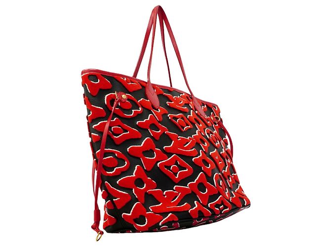 Neverfull Louis Vuitton Monogram Tuftage Tote Bag Schwarz Rot - Ansicht 2