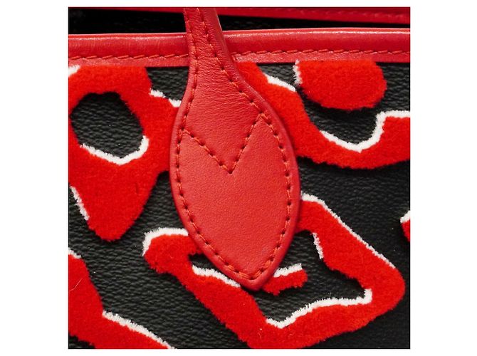 Neverfull Louis Vuitton Monogram Tuftage Tote Bag Schwarz Rot - Ansicht 9
