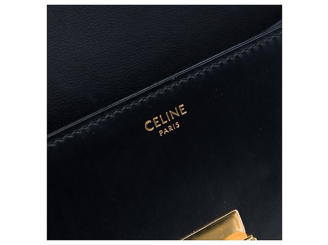 Céline Borsa a tracolla Celine Triomphe Claude in pelle di vitello lucida nera Nero - vista 5