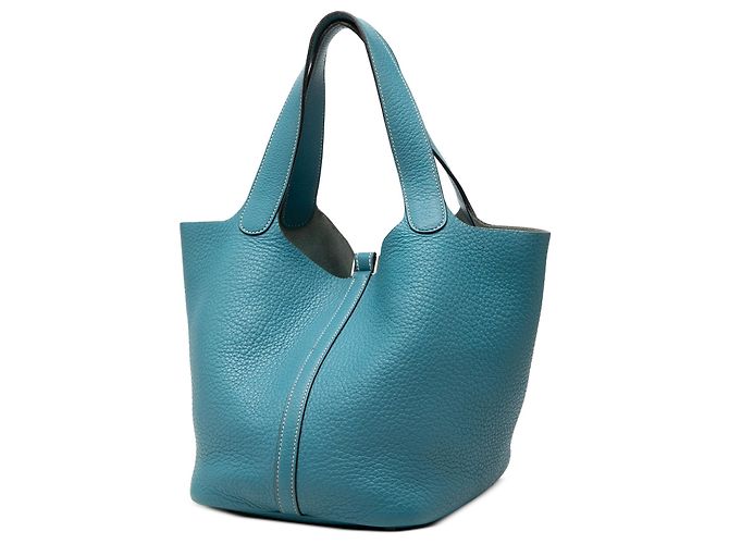 Hermès Picotin 22 in pelle Clemence blu - vista 2