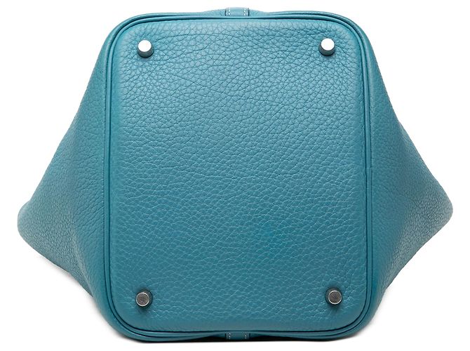 Hermès Picotin 22 in pelle Clemence blu - vista 3