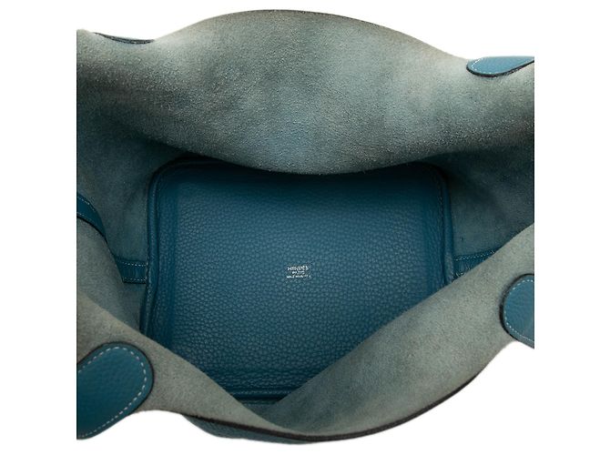 Hermès Picotin 22 in pelle Clemence blu - vista 4