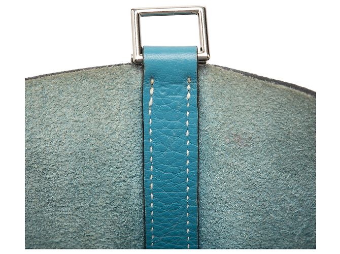 Hermès Picotin 22 in pelle Clemence blu - vista 6