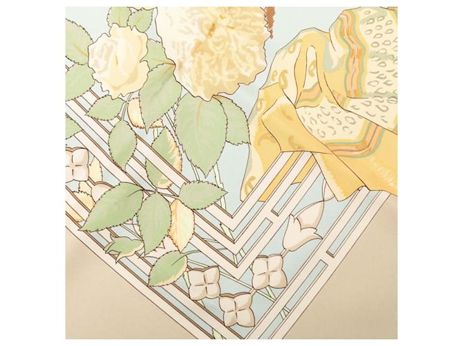 Sciarpa in seta Hermès Beige Le Fleuve Sacre 90 - vista 4