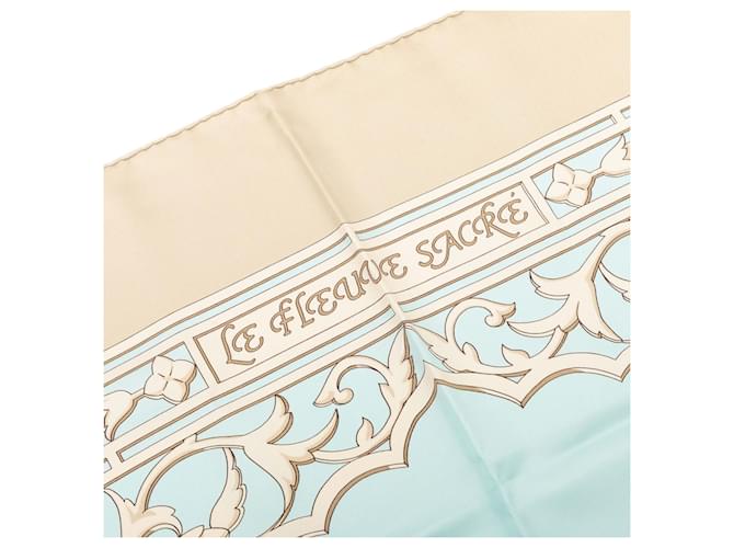 Sciarpa in seta Hermès Beige Le Fleuve Sacre 90 - vista 6