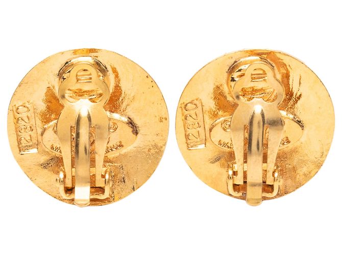 Orecchini Chanel Gold CC placcati oro tondi con clip D'oro - vista 2