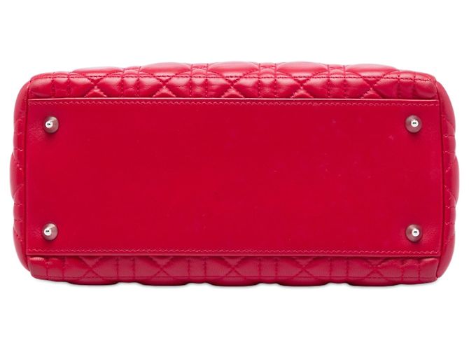 Lady Dior in pelle di vitello cannage rosso, misura Medium - vista 3