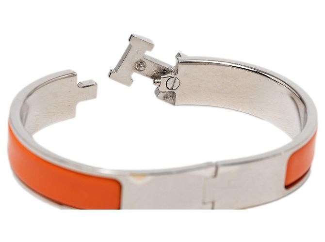 Bracciale Hermès Clic H in smalto arancione stretto PM - vista 5