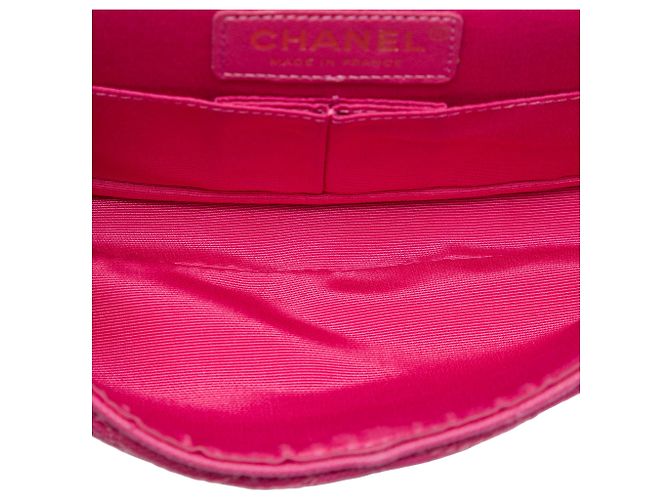 Chanel Pink Croc Quilted Jersey Reissue 2.55 East West Double Flap Rosa - vista 4