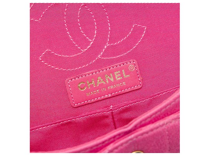 Chanel Pink Croc Quilted Jersey Reissue 2.55 East West Double Flap Rosa - vista 5